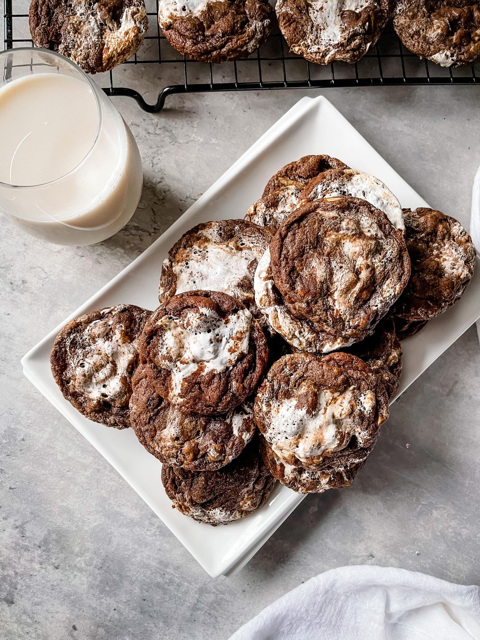 Giant Rocky Road S'mores Cookie Baked in a Skillet