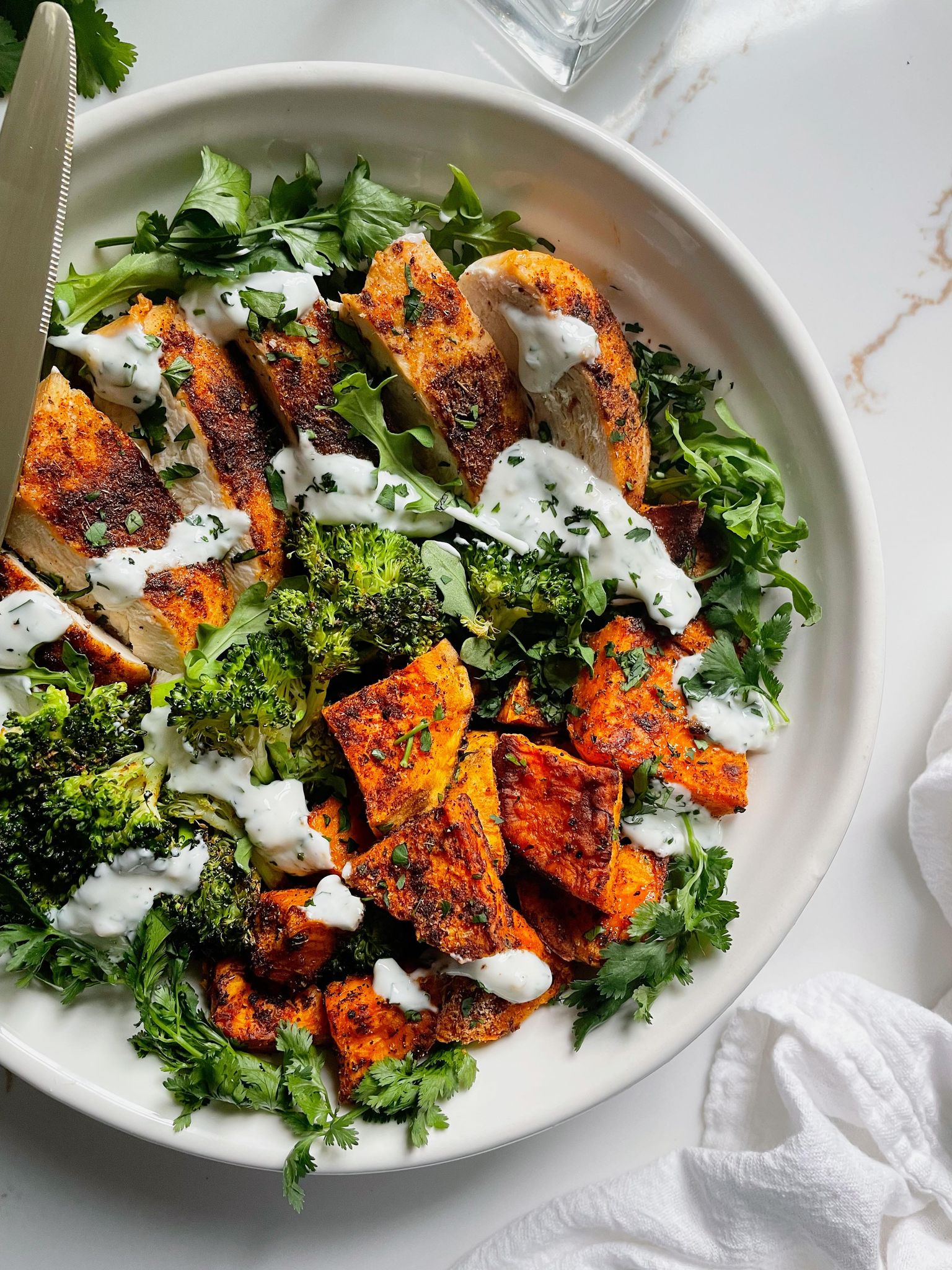 Roasted Broccoli, Sweet Potato and Chicken Sheet Pan Dinner Espresso